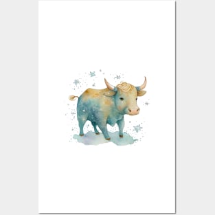 Watercolor Zodiac Taurus Posters and Art